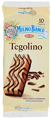 Mulino Bianco Tegolini con Crema al Cacao Magro, 10 Merendine, 350g
