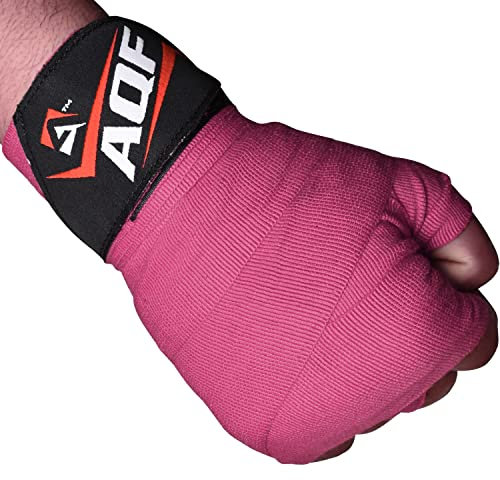 AQF Boxbandagen Für Kampfsport 4 Meter Elastische Boxhandschuhe Innerer Handschuhe Schutz Bandagen Boxen MMA & Cross Fitness Harren & Damen (Rosa)