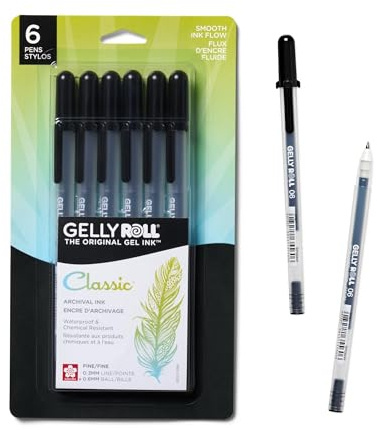 SAKURA Gelly Roll Classic, Fine Pt, Black, 6 Count