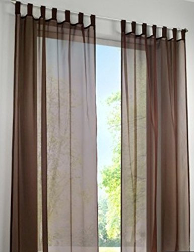 SIMPVALE 2 Stücks Voile Vorhänge zu Gürtelschlaufe transparent Vorhänge Fenster Balkon aus Tüll Breite 140cm, Polyester, Café, Höhe 245cm