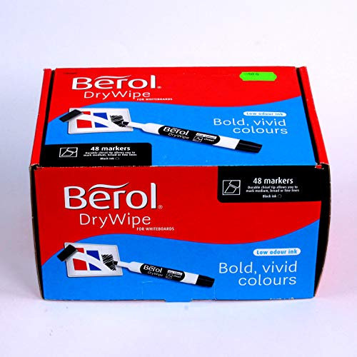 Berol Drywipe black markers chisel tip pack of 48 marker pens