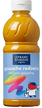 Lefranc Bourgeois 188014 flüssige Tempera Redimix Farbe, leuchtende Gouachefarbe auf Wasserbasis, hohe Deckkraft, hervorragenden Maleigenschaften, gebrauchsfertig, 500ml Flasche - Gelber Ocker