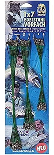 Behrfishing- Bottom line Stahl 1 x 7 Chefs aus rostfreiem Draht (Nylon) 72 Stück 15cm / 20cm / 25cm - 10 kg