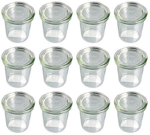 Weck – en Forme de Mini bocaux en Verre Haut avec Couvercle 140 ML – 12 pièces/1st