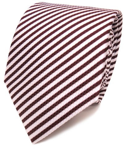 TigerTie Designer Krawatte in rot bordeaux weiss gestreift