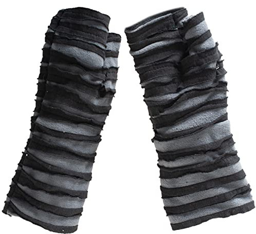 Vishes ? alternative Bekleidung ? bestickte Handstulpen aus Fleece mit Cutwork ? Unikat