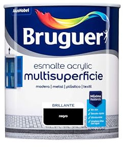 Bruguer Acrylic Multisuperficie Esmalte al agua Brillante Negro 750 mL