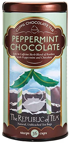 The Republic of Tea Chocolate Peppermint Herbal Tea, 36 Teebeutel in attraktiver Dose - Koffeinfreier Rooibos-Tee mit Schokoladen- und Pfefferminzgeschmack