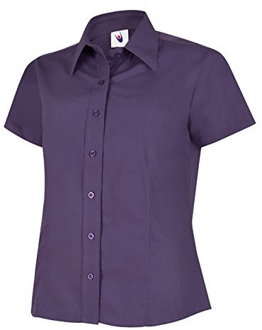Ladies Poplin Half Sleeve Shirt - Purple - 5XL