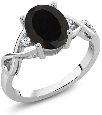 Gem Stone King Sterling- 925 Sterling-Silber Oval Rund Topas, Silber, Black, White, Onyx