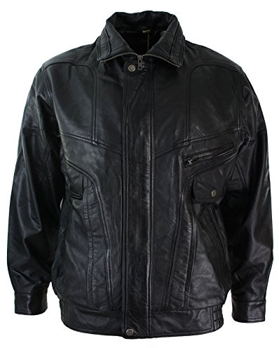 Mens Classic Bomber Black Nubuck Washed Brown Real Leather Jacket