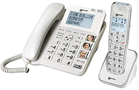 Geemarc Amplidect 295 Combi - Amplified Corded and Cordless Telephone Set with Answering Machine and Large Buttons for Seniors - Low to Medium Hearing Loss - Hearing Aid Compatible - UK Version