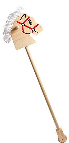 Steckenpferd aus stabilem Holz, altbewährtes Spielzeug in einem klassischen Design, idealer Spielpartner für kleine Pferdeliebhaber ab 3 Jahren