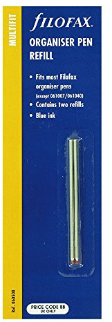 Filofax Classic/Fashion/Cont/Barley Pen Refill Blue, 2 Refills (R060508)