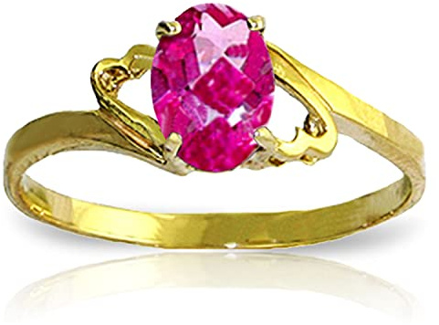 Galaxy Gold GG Bague en or massif 14 carats avec topaze rose – Taille 6
