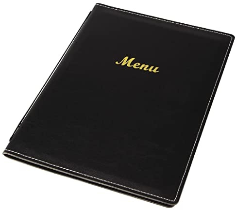 Menuemappe A5 Schwarz Leder