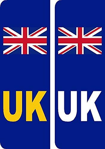 2 x UK United Kingdom Union Jack Flag Euro Number Plate Vinyl Car Stickers by Ellis Graphix