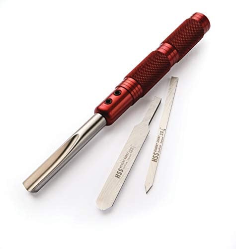 Robert Sorby A86HS3T Interchangable Pen Turning Set of 3 - Woodturning Chisel - Includes Aluminium Handle and Interchangeable Blades