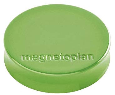 magnetoplan Ergo-Magnete, Medium | ØxH 30x8mm | 10 Stück, Maigrün| Starke Haftkraft von 0,7 kg | Für Kühlschrank, Whiteboard, Magnettafel