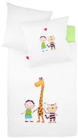 fleuresse 142062 bestickte Perkal-Bettwäsche kids 135x200 cm weiß