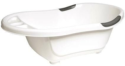 dBb Remond Baignoire Bébé avec bouchon de vidange - Fond et poignées antidérapants - Utilisation de 4 mois à 2-3 ans de l'enfant - Bain Bébé - L79,5 x l49,5 x P30 cm - Blanche