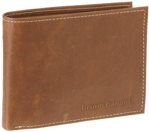BRUNO BANANI Herren Leder Geldbörse BUFFALO Geldbeutel Portemonnaie Cognac Hellbraun