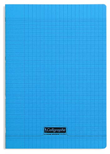 Calligraphe 18252C Un Cahier Agrafé Bleu (une Marque de Clairefontaine) - A4 21x29,7 cm - 140 Pages Grands Carreaux - Papier Blanc 90 g - Couverture Polypro Transparent