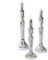 Loberon Kerzenständer 3er Set Riley, mundgeblasen, Verschiedene Größen und Designs, zeitlos-schön, klassischen Look, für Stabkerzen, Kerzenhalter, Kerzenleuchter, Glas, antiksilber