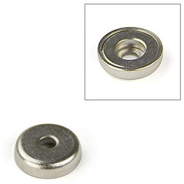 N42 Neodymium Pot Magnet for Arts, Crafts, Model Making, DIY, Hobbies, Office, and Home - 14mm dia x 3.6mm thick x 3.5mm c/bore - 5.2kg Pull