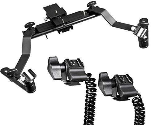 Walimex Makro Blitzschiene Pro mit Y-Blitzkabel für Olympus