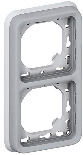Legrand 069685 Support Plaque Étanche 2 Postes Verticaux Plexo Composable IP55, Gris