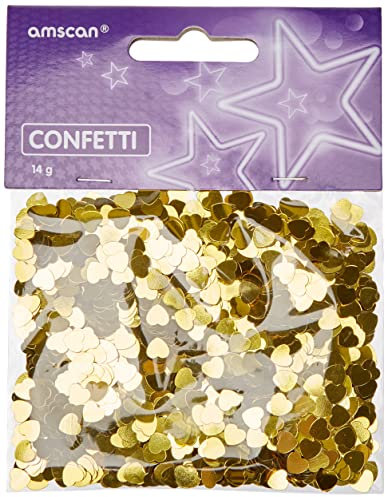 Amscan INT37009-19 - Konfetti Herzen, 14 g, Gold, Streudeko, Tischdekoration, Geburtstag, Hochzeit