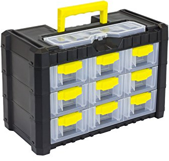 Prosperplast Werkzeugbox Multicase (Ordnungssystem für Werkzeug u. Zubehör, Wandmontage möglich; 40x20x26 cm) NS303, Schwarz