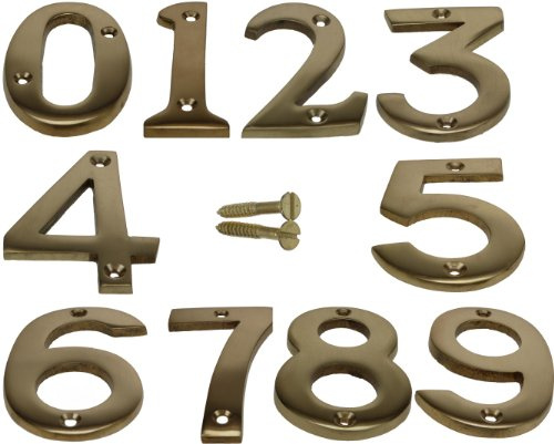 Brass House Door Number Numeric Digits Plate Plates Plaque Gold Sign - 3 Inch (4)