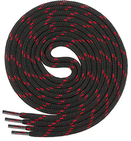 Di Ficchiano Cordones para zapatillas de trabajo y de trekking, redondos, muy resistentes a la rotura, aprox. 4,5 mm de diámetro, 70 cm - 220 cm de longitud, poliéster, fabricado en Europa, Unisex, blanco / rojo, 120 cm / ø 4,5mm