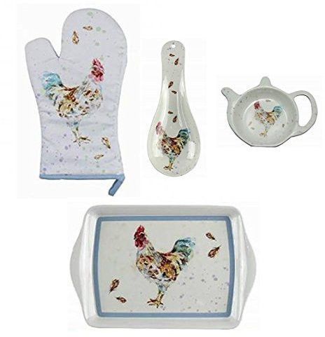 OFA Products Multicolour Bird Print Plastic Textured Kitchen Set: Spoon Rest