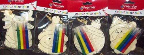 Colour Your Own Christmas Character Face Hanging Wooden Decoration - Assorted Designs
