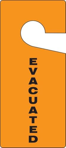 Accuform Signs TAD838 Standard Door Knob Hanger Tag, Legend EVACUATED, 9 Length x 4 Width x 0.015 Thickness, RP-Plastic, Black on Orange (Pack of 10)