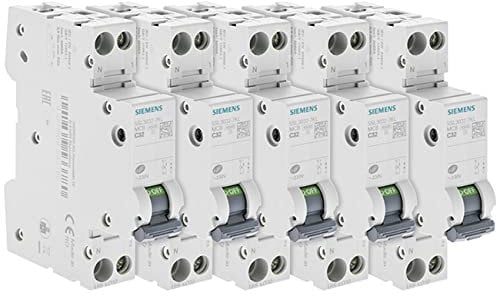 Lot de 5 Disjoncteurs électriques phase + neutre 32A