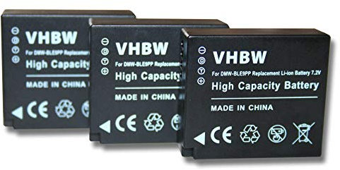 vhbw 3X batería Compatible con Panasonic Lumix DMC-TZ101, DMC-TZ80, DMC-TZ81, DMC-TZ85, DMC-TZ100, DMC-TZ202 cámara (750 mAh, 7,2 V, Li-Ion)