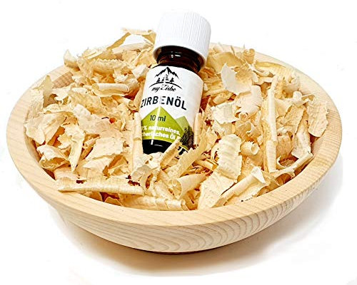 Zirben Duftset mit Zirbeholz Schale naturbelassen, Zirbenspäne aus Zirbenholz und 10ml Zirbenöl