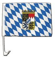 Flaggenfritze Autofahne Autoflagge Deutschland Bayern mit Wappen - 30 x 40 cm