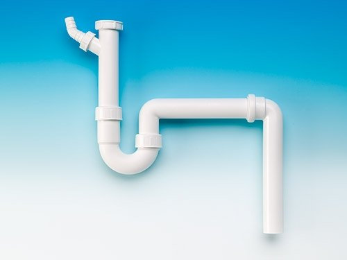 Röhrengeruchsverschluss mit 90 Grad Abgansrohrverlängerung / Spülen-Ablaufverbindung / Siphon, 1 1/2 Zoll Ø 50 mm