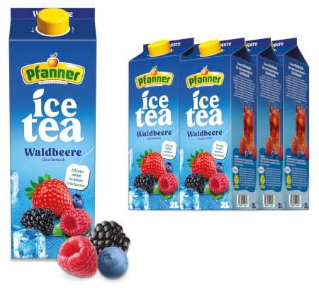 Pfanner Eistee Waldbeere im Vorratspack – Direkt aufgebrühter Früchtetee mit Waldbeerensaft verfeinert (6 x 2 l)