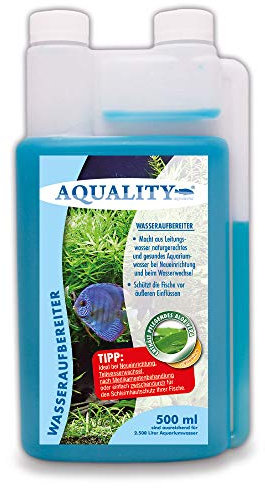AQUALITY Aquarium Wasseraufbereiter (Macht aus Leitungswasser naturgerechtes Aquariumwasser - Schützt Ihre Fische - Ideal bei Neueinrichtung und Wasserwechsel), Inhalt:0.5 Liter
