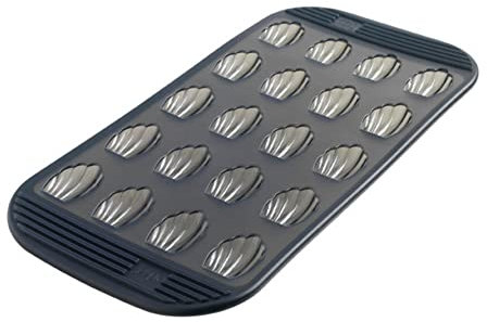 MASTRAD - Moule 20 Mini Madeleines - 100% Silicone Premium - Anti-Adhésif - Maintien Parfait - Gris Fumé