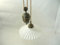 Lampadario a sospensione in ottone con catenae Contrappeso Sali/scendi e piatto ceramica30 cm