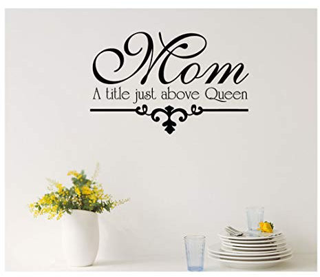 homemay PVC Wandtattoo Aufkleber Englisch Mom Queen Schlafzimmer Wohnzimmer Glas Fenster entfernt werden kann, bei homewallpaper35.6 cm x22.9 cm, Matt Sliver, 35.6cm x22.9cm