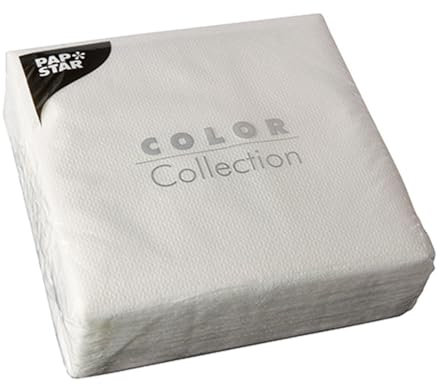 Papstar 1 Karton = 12x100 Servietten, 1-lagig 1/4-Falz 33 cm x 33 cm weiss 12300