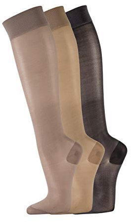 FussFreunde 2 Paar Stützkniestrümpfe Reisestrümpfe für Damen (Perle, 39-42)